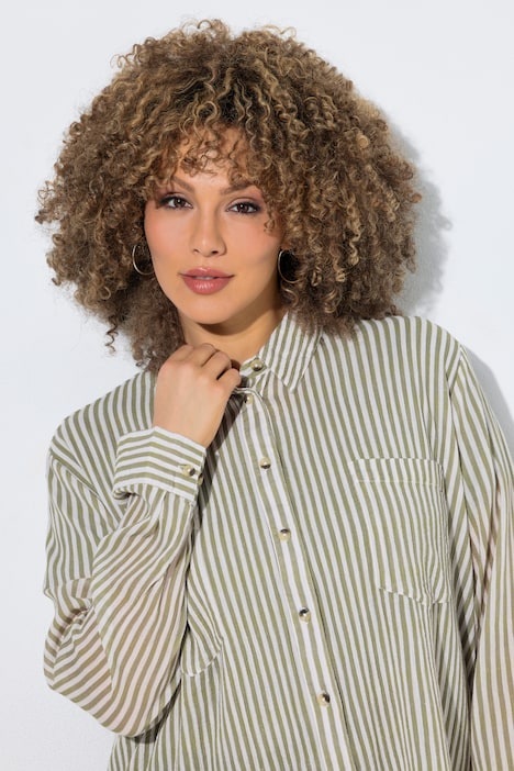 Pruhovaná halenka, krep, límeček, dlouhé rukávy