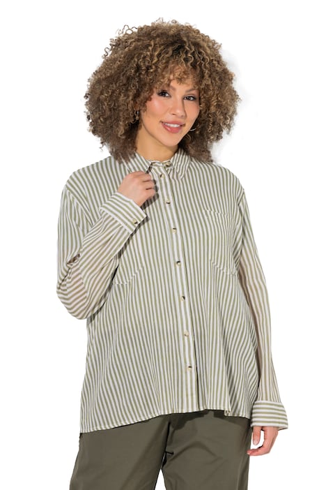 Pruhovaná halenka, krep, límeček, dlouhé rukávy