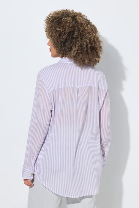 Pruhovaná halenka, krep, límeček, dlouhé rukávy