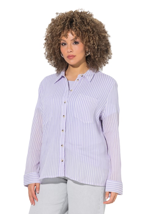 Pruhovaná halenka, krep, límeček, dlouhé rukávy