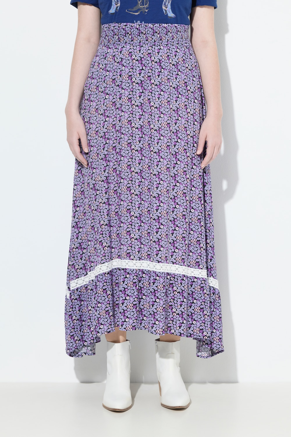 Große Größen Midirock, Damen, lila, Größe: 50/52, Viskose, Ulla Popken