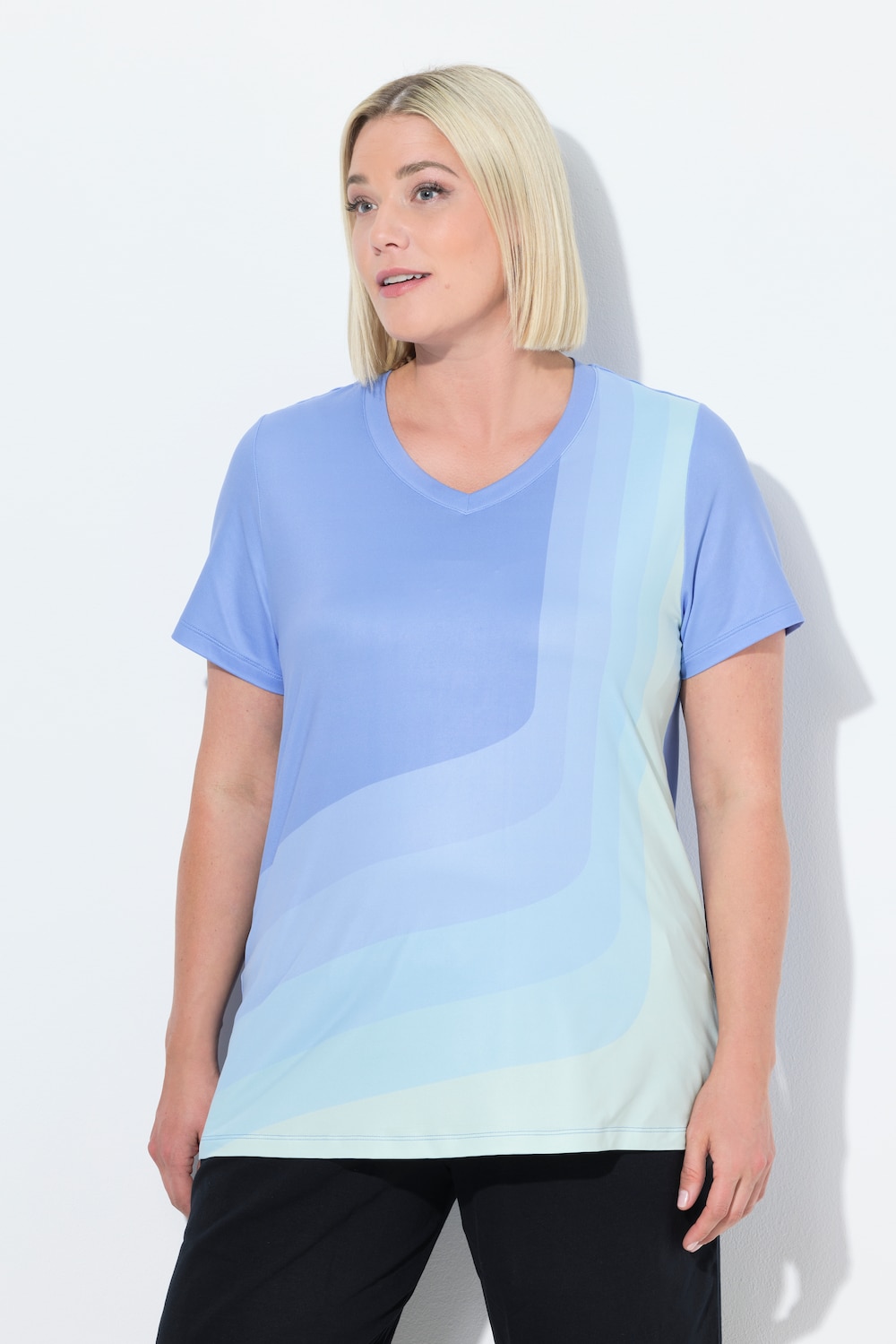 Große Größen Yoga-Shirt, Damen, blau, Größe: 54/56, Ulla Popken