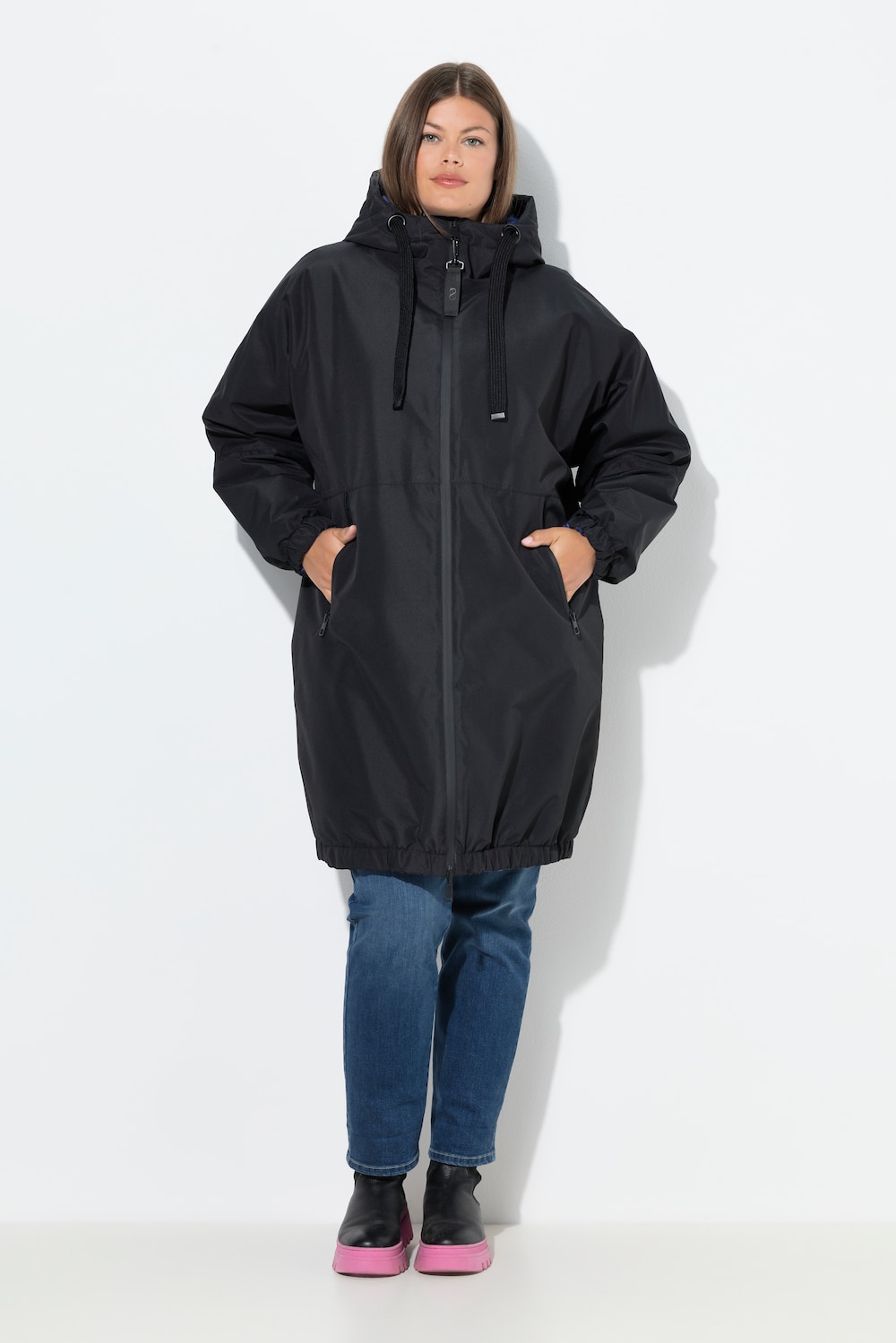 Große Größen Funktionsmantel zum Wenden, Damen, schwarz, Größe: 48/50, Polyester, LAURASON