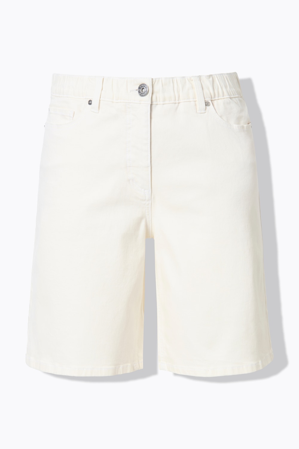 Stora storlekar Långa jeansshorts, Dam, vit, storlek: 46, Bomull, Studio Untold