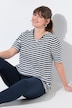 T-shirt, 2-pack, strepen/uni, V-hals, halve mouw