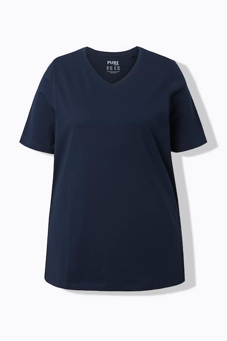 T-Shirts, 2er-Pack, Ringel/uni, V-Ausschnitt, Halbarm