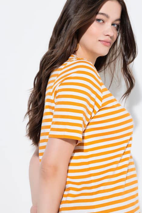 T-Shirts, 2er-Pack, Ringel/uni, V-Ausschnitt, Halbarm