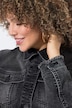 Denim jas, franjes, overhemdkraag, lange mouwen
