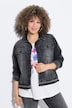 Denim jas, franjes, overhemdkraag, lange mouwen