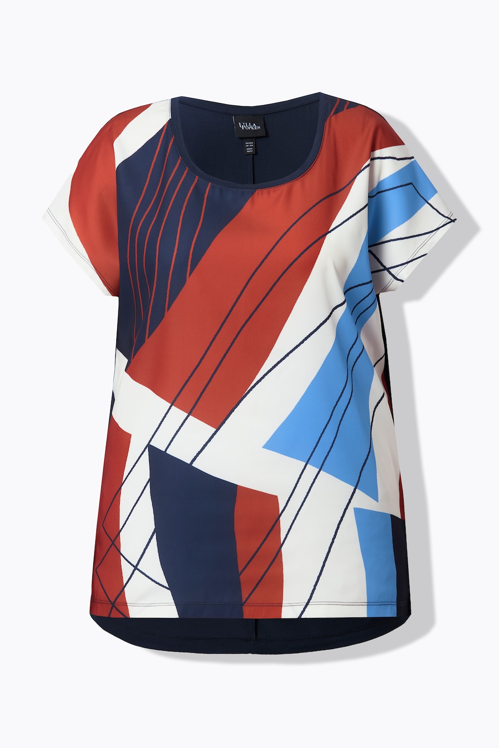 Stora storlekar T-shirt, Dam, blå, storlek: 46/48, Polyester/Viskos, Ulla Popken