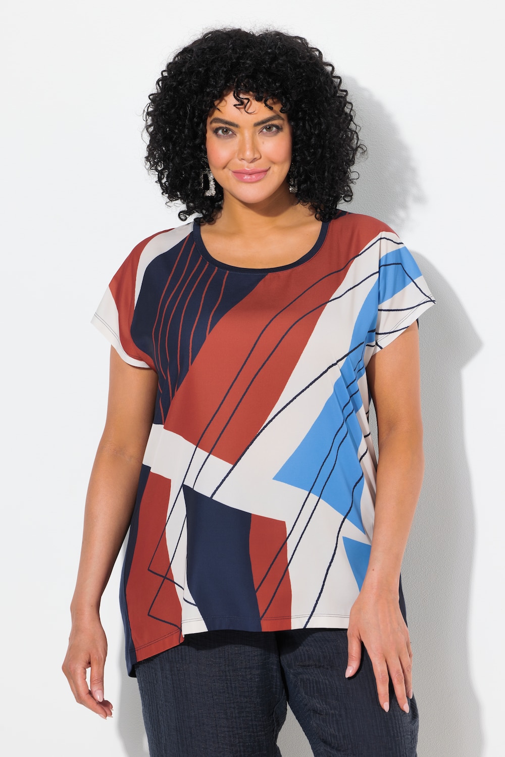 Große Größen T-Shirt, Damen, blau, Größe: 46/48, Polyester/Viskose, Ulla Popken