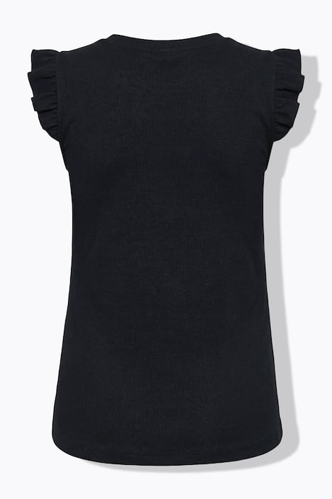 Rippshirt, Slim Shape, Ärmelvolant