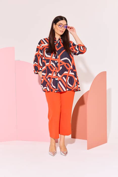 Blouse, A-lijn, opstaande kraag, 3/4-mouwen