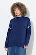 Pullover med kontraststriber, oversized pasform, høj hals og lange ærmer