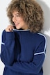 Pullover med kontraststriber, oversized pasform, høj hals og lange ærmer