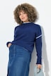 Pullover med kontraststriber, oversized pasform, høj hals og lange ærmer