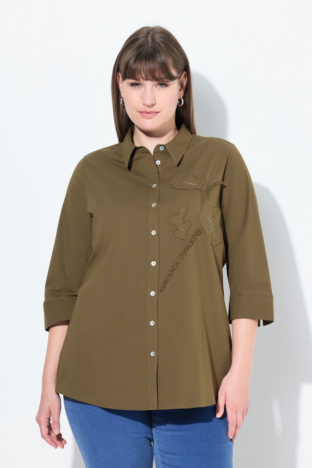 Große Größen Hemdbluse, Damen, grün, Größe: 46/48, Baumwolle, Ulla Popken