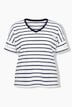 T-shirt med striber, sløjfe og V-hals