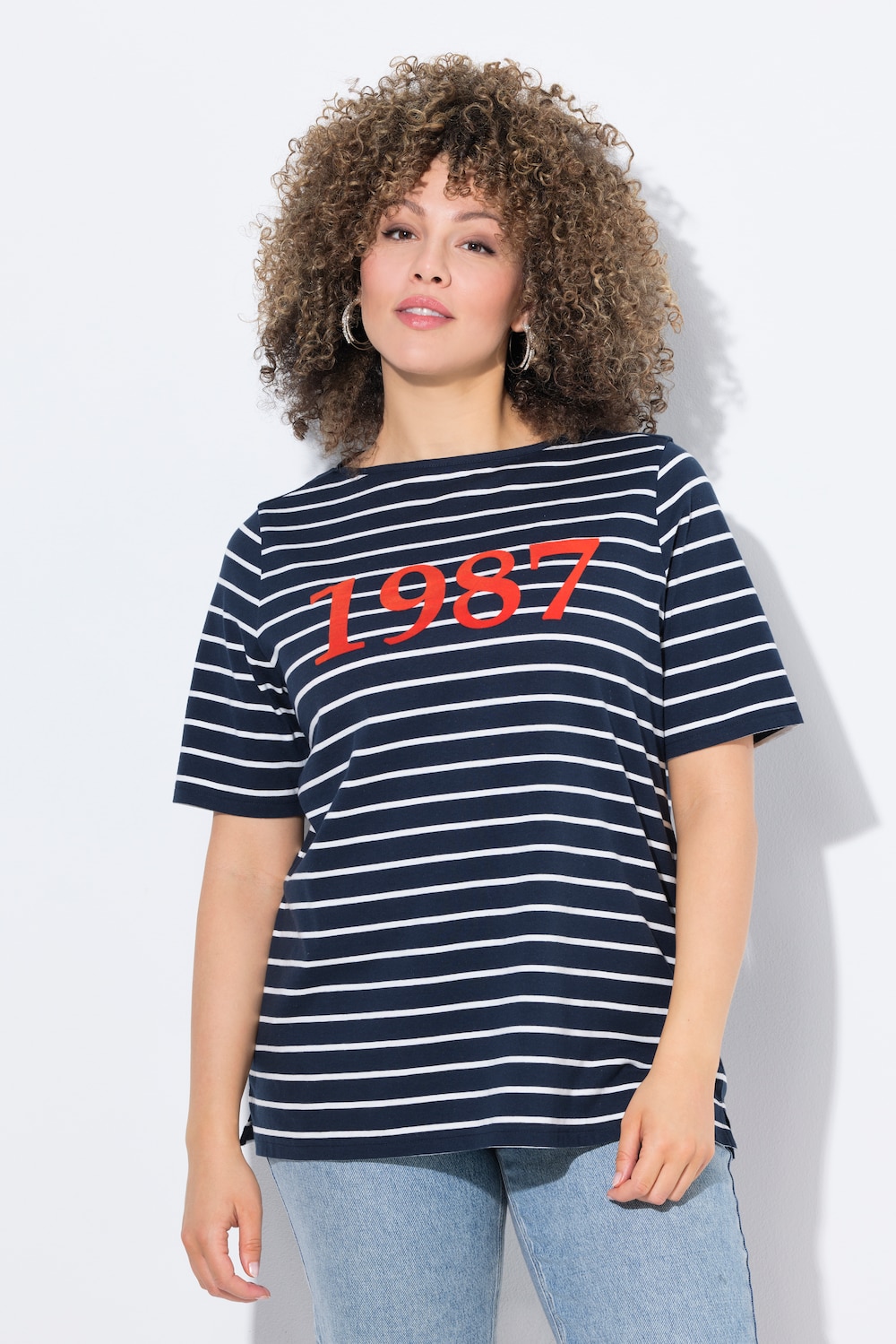 Große Größen T-Shirt, Damen, blau, Größe: 46/48, Baumwolle, Ulla Popken