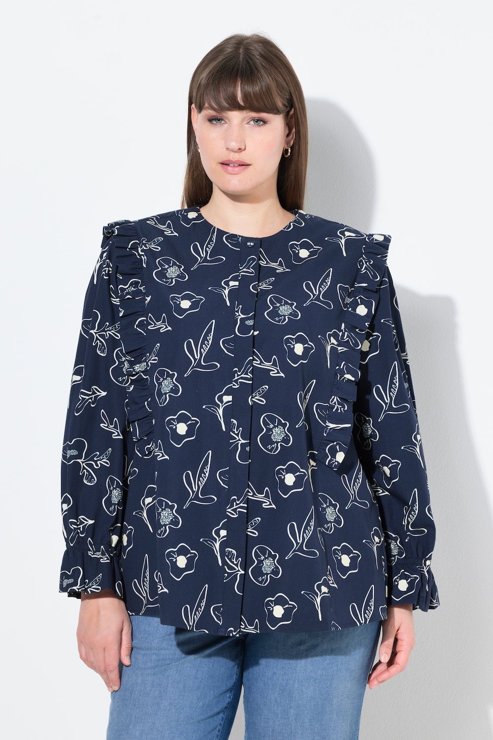 Große Größen Bluse, Damen, blau, Größe: 54/56, Baumwolle, Ulla Popken