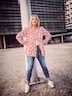 Bluse, Schleifen, A-Linie, V-Ausschnitt, Langarm