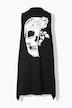 Open sweat vest with skull pattern in back