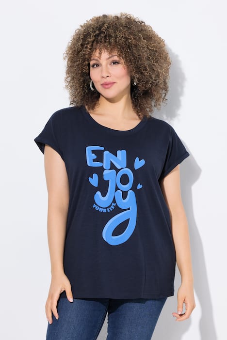 T-shirt, Enjoy, oversized, ronde hals, korte mouwen