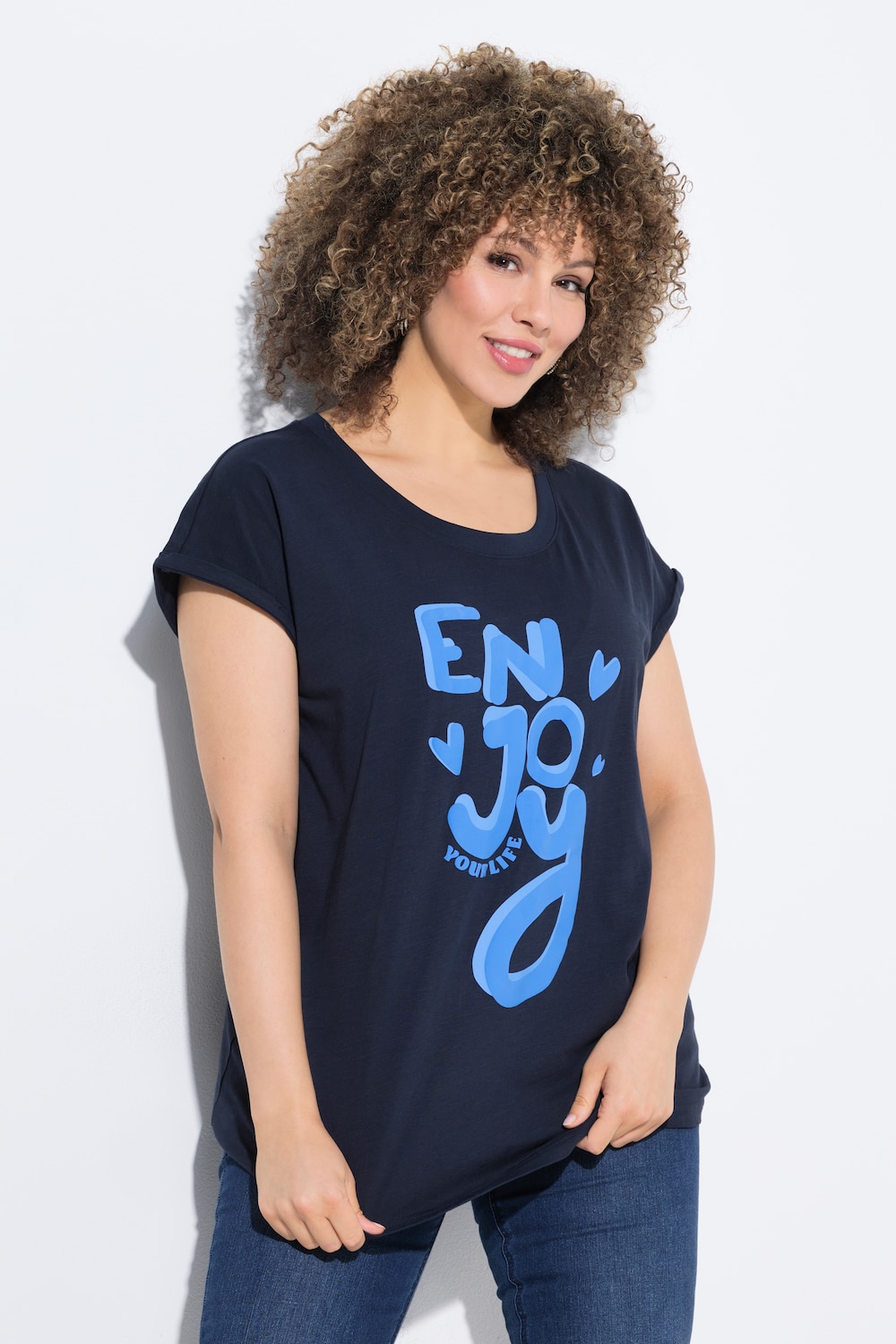 T-Shirt, Enjoy, Oversized, Rundhals, Halbarm