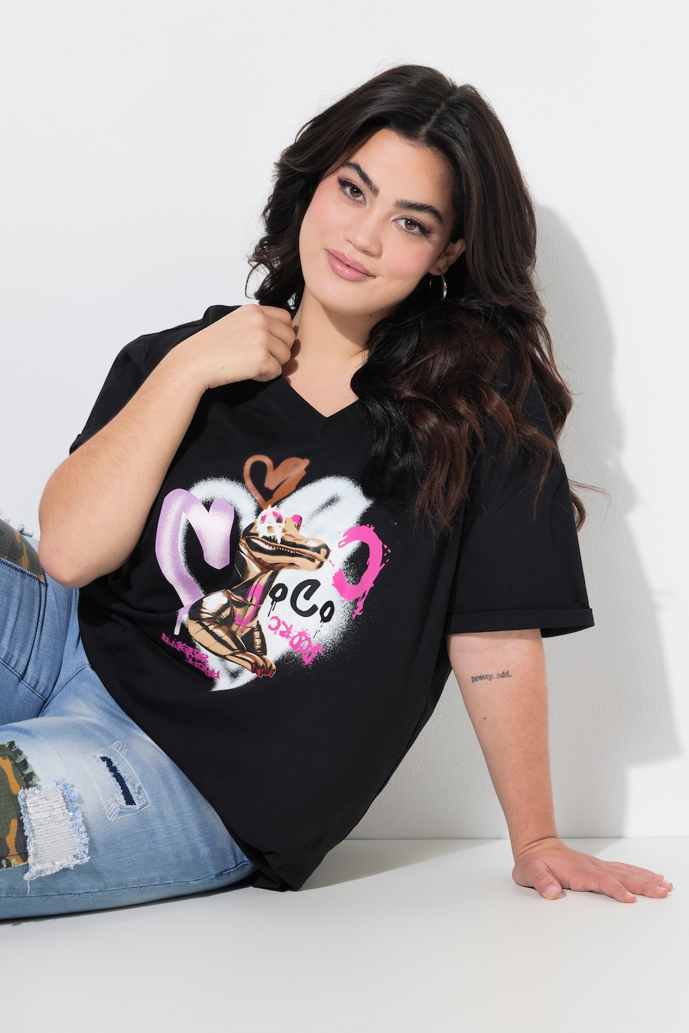T-shirt, boxy fit, krokodillenprint