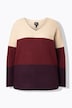 Pullover, Streifen, Zopfmuster, V-Ausschnitt, Langarm
