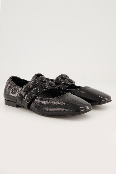 Leder-Ballerinas, Schmuckkugeln, Nappaleder, Weite H