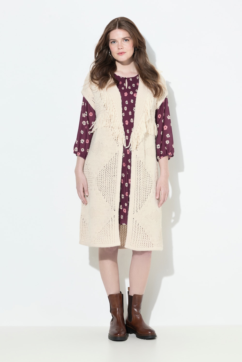 Große Größen Strickweste, Damen, beige, Größe: 62/64, Synthetische Fasern, Ulla Popken