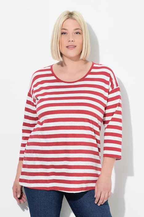 T-shirt, strepen, oversized, ronde hals, lange mouwen