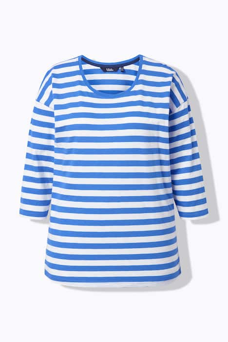 Shirt, Ringel, Oversized, Rundhals, Langarm