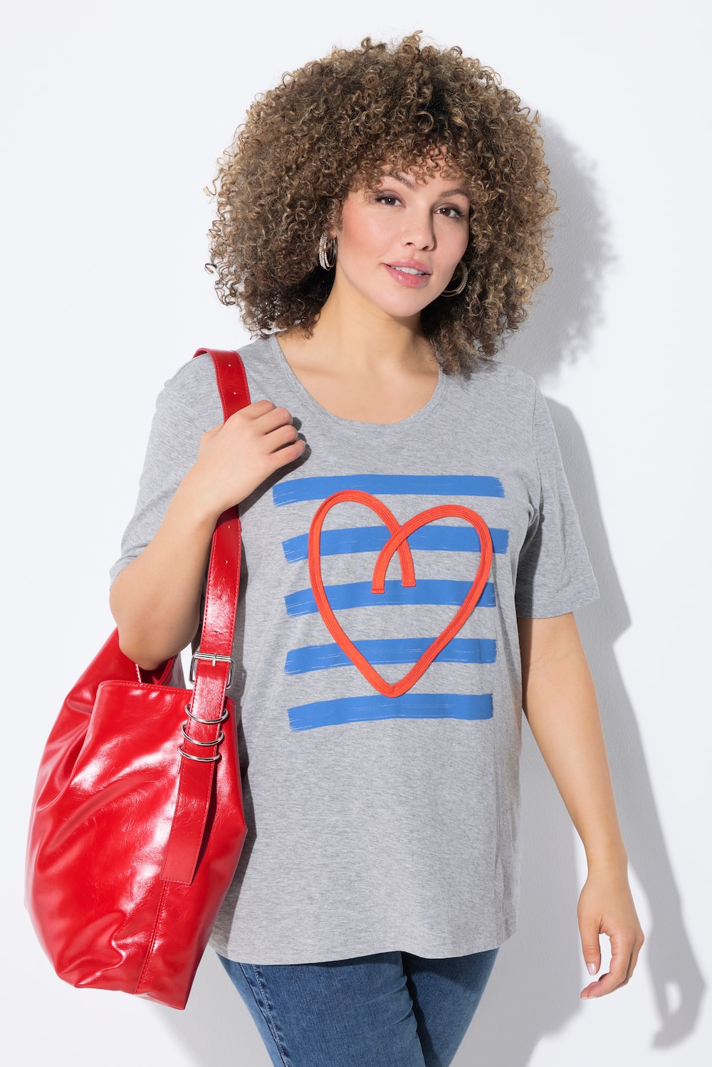 Große Größen T-Shirt, Damen, grau, Größe: 42/44, Baumwolle/Viskose, Ulla Popken