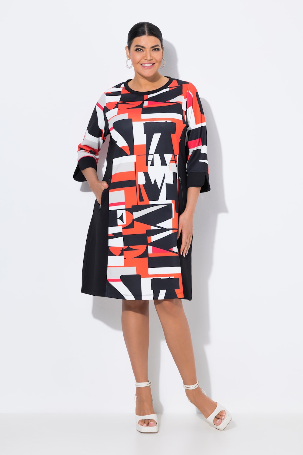 Große Größen Punto-Kleid, Damen, rot, Größe: 46/48, Viskose/Synthetische Fasern, Ulla Popken