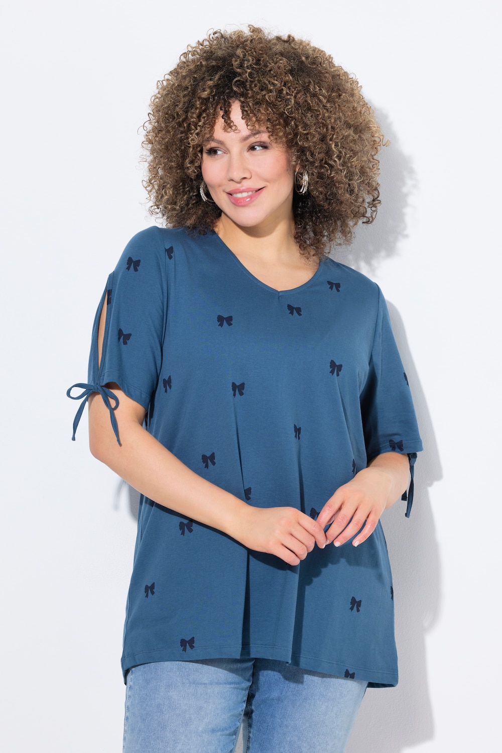 Große Größen T-Shirt, Damen, blau, Größe: 50/52, Baumwolle, Ulla Popken
