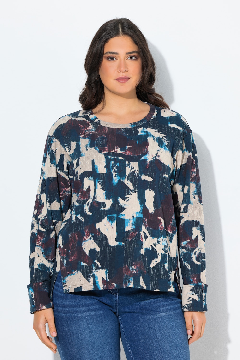 Große Größen Sweatshirt, Damen, blau, Größe: 42/44, Baumwolle, Ulla Popken