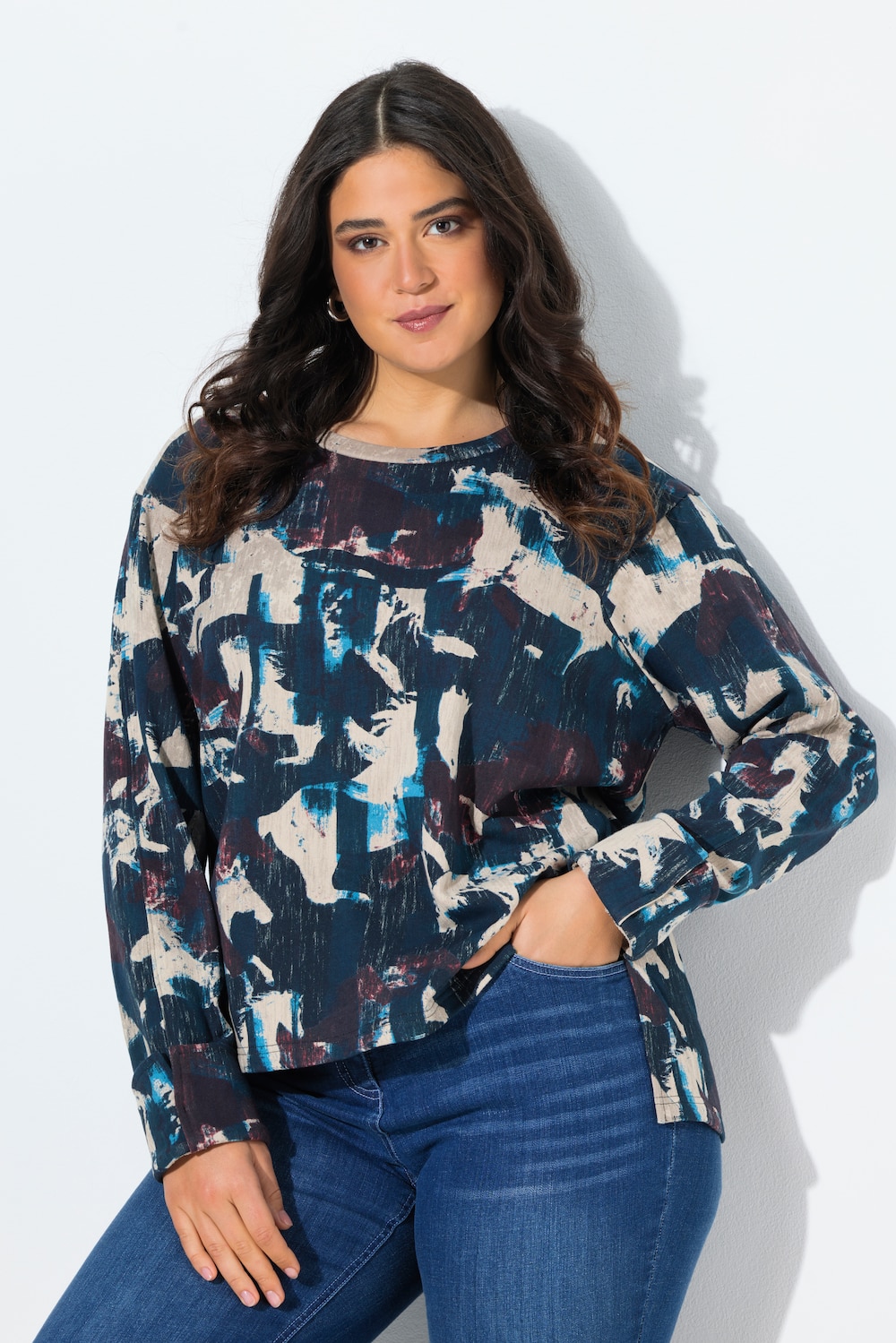 Große Größen Sweatshirt, Damen, blau, Größe: 50/52, Baumwolle, Ulla Popken
