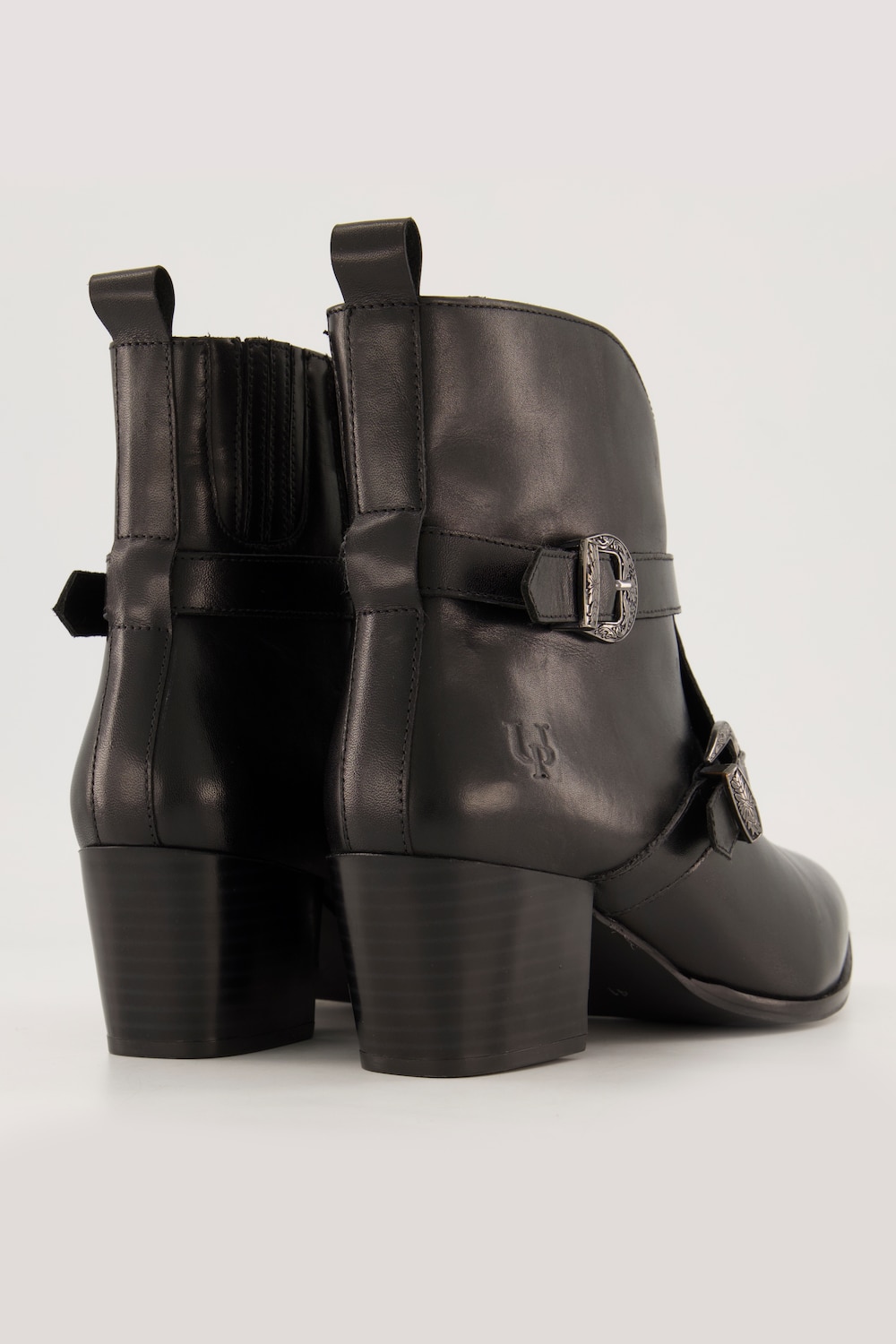Stora storlekar Skinnboots med spänne, Dam, svart, storlek: 41, Läder/Annat, Ulla Popken