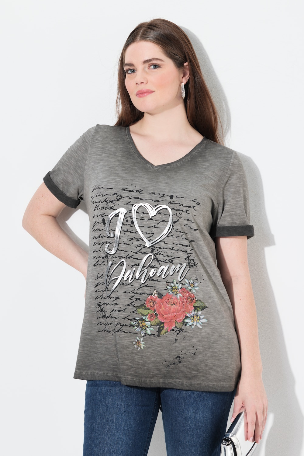 T-Shirt, Trachtenmotiv, Classic, V-Ausschnitt, Halbarm