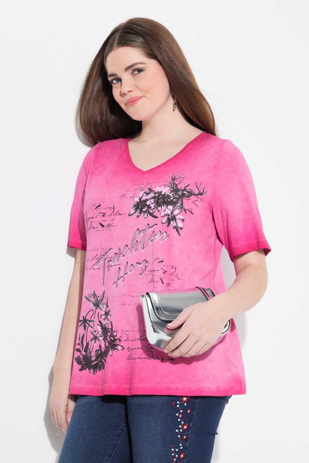 Große Größen T-Shirt, Damen, rosa, Größe: 46/48, Baumwolle, Ulla Popken