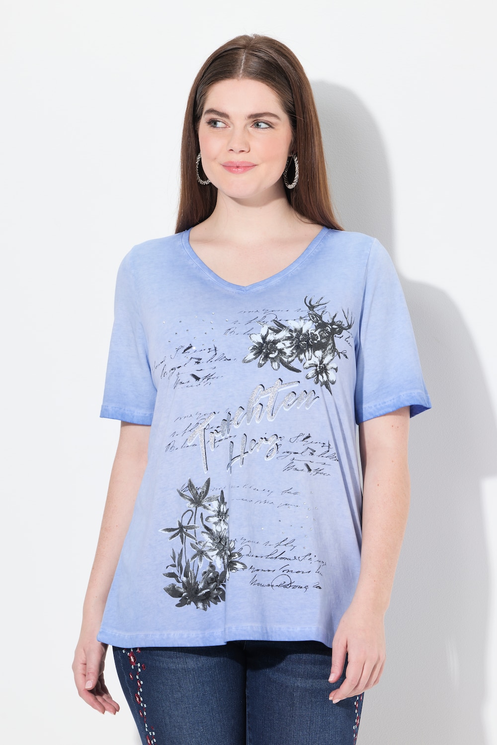 Große Größen T-Shirt, Damen, blau, Größe: 58/60, Baumwolle, Ulla Popken