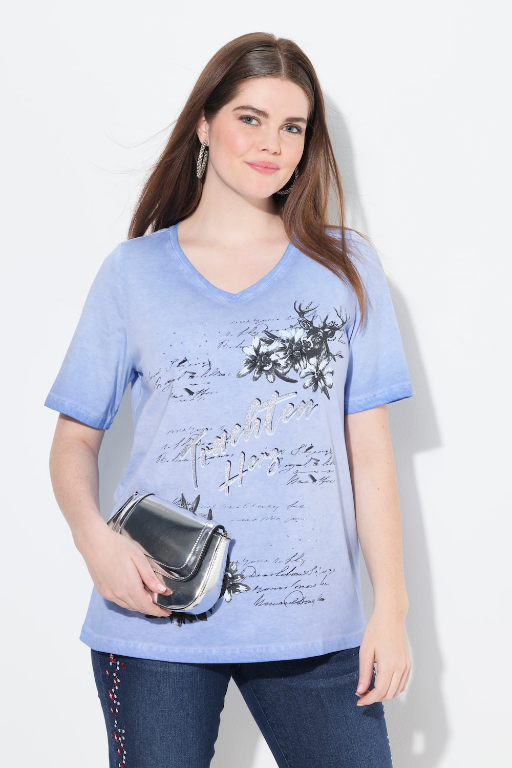 Thumbnail - Große Größen T-Shirt, Damen, blau, Größe: 54/56, Baumwolle, Ulla Popken