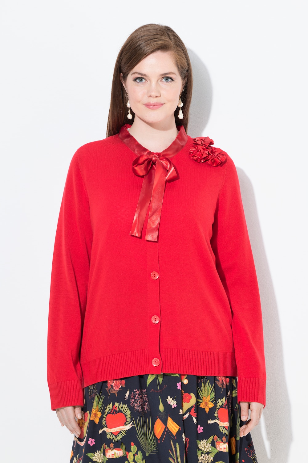 Große Größen Strickjacke, Damen, rot, Größe: 42/44, Baumwolle/Synthetische Fasern, Ulla Popken