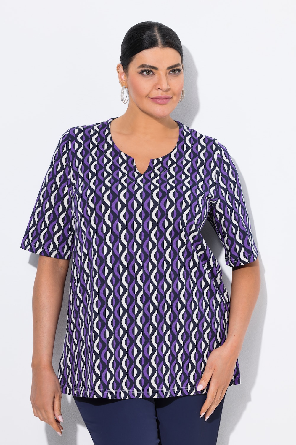 Große Größen T-Shirt, Damen, lila, Größe: 50/52, Baumwolle, Ulla Popken