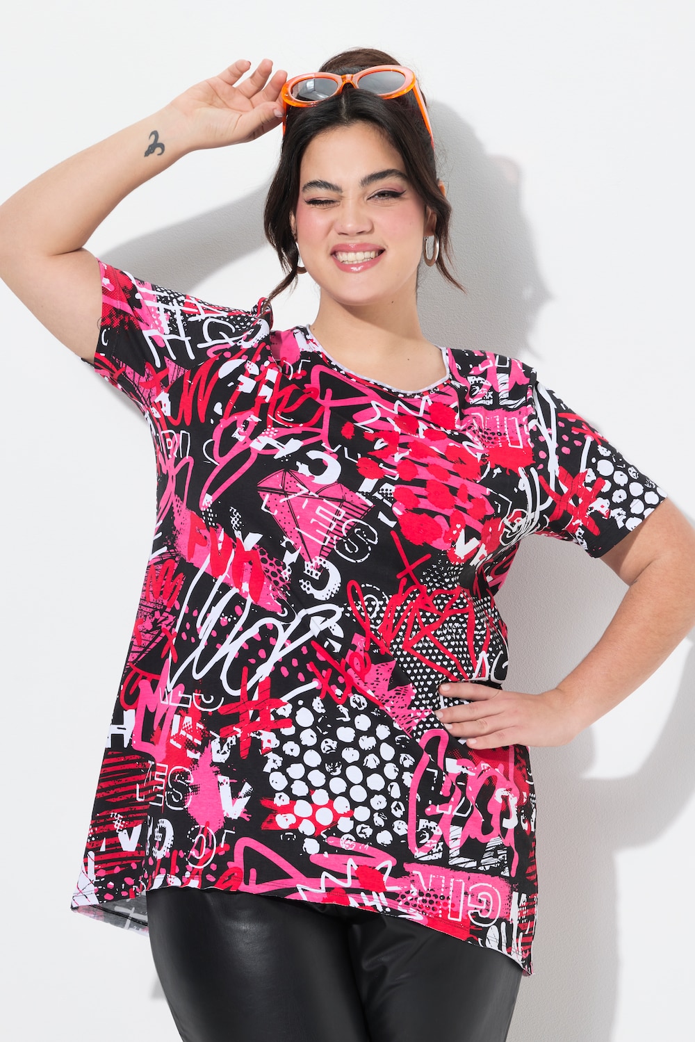 Longshirt, Alloverdruck, Halbarm