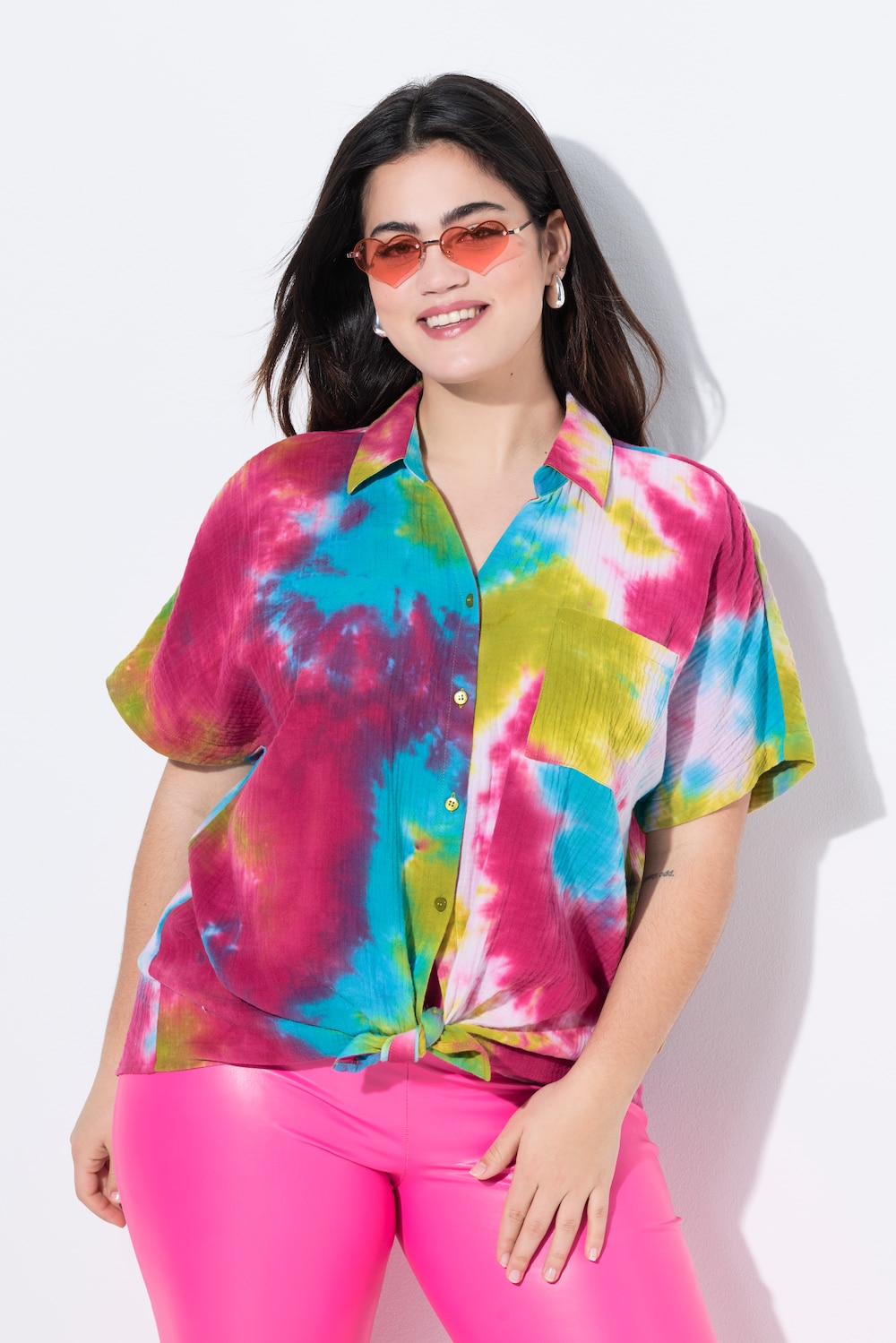 Bluse, Boxy Fit, Musselin, Batik-Muster