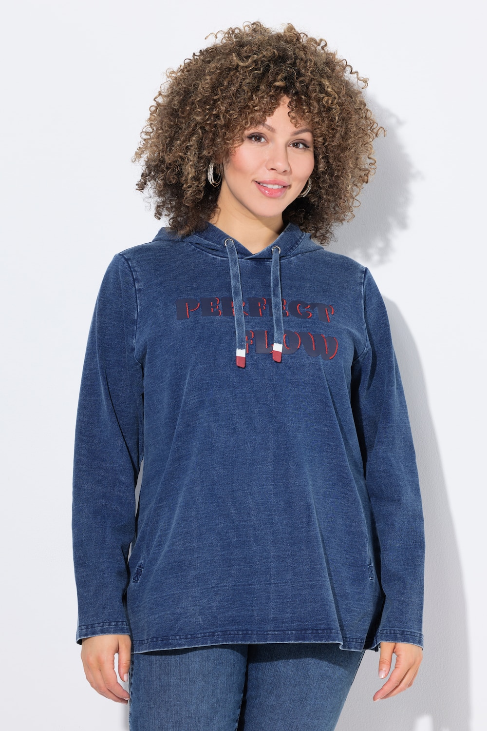 Große Größen Hoodie, Damen, blau, Größe: 46/48, Baumwolle, Ulla Popken