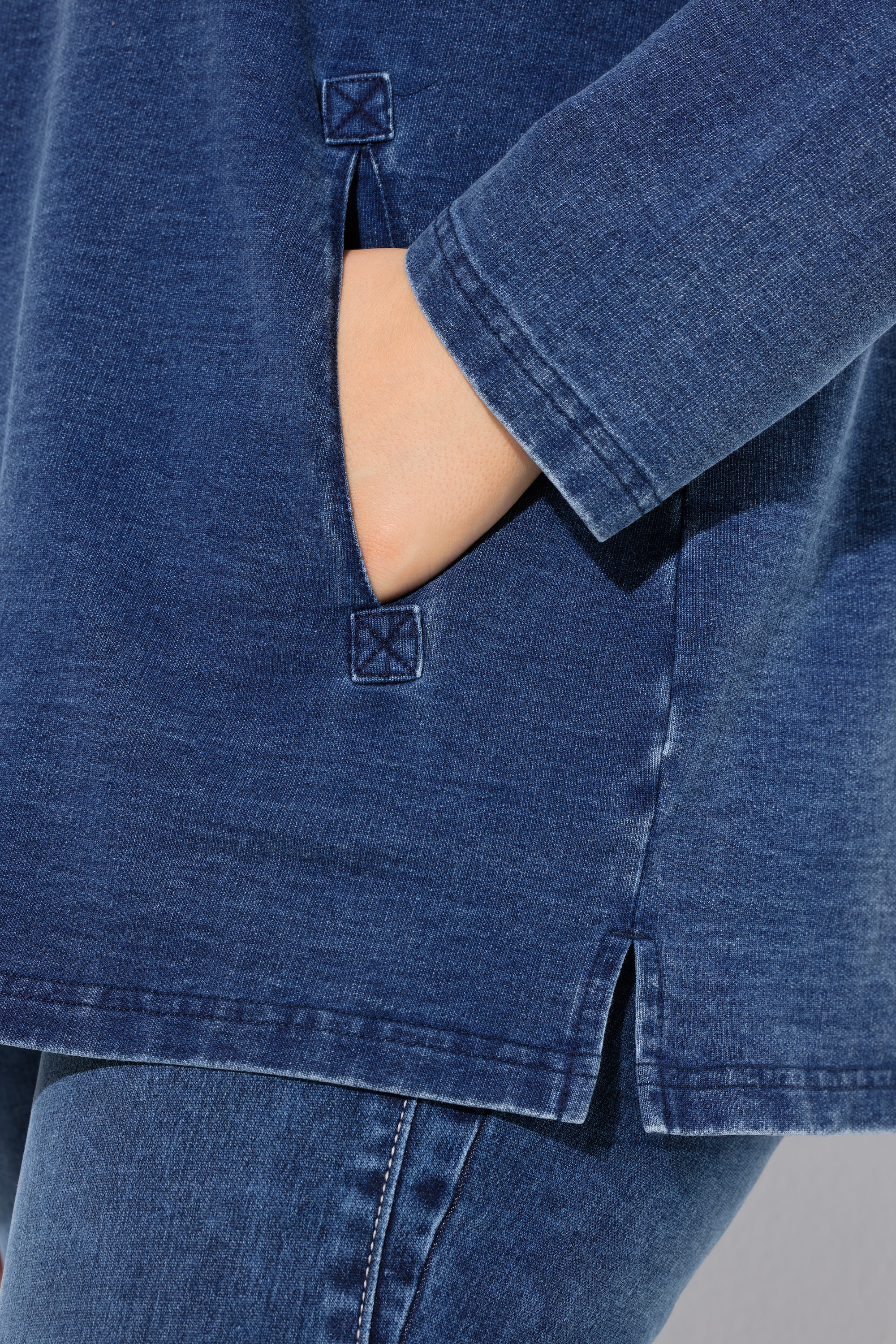 Ulla Popken Damen große Größen Hoodie Stickerei Kapuze Taschen Langarm 841094